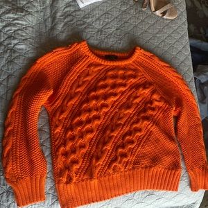 J Crew sweater, orange cable knit